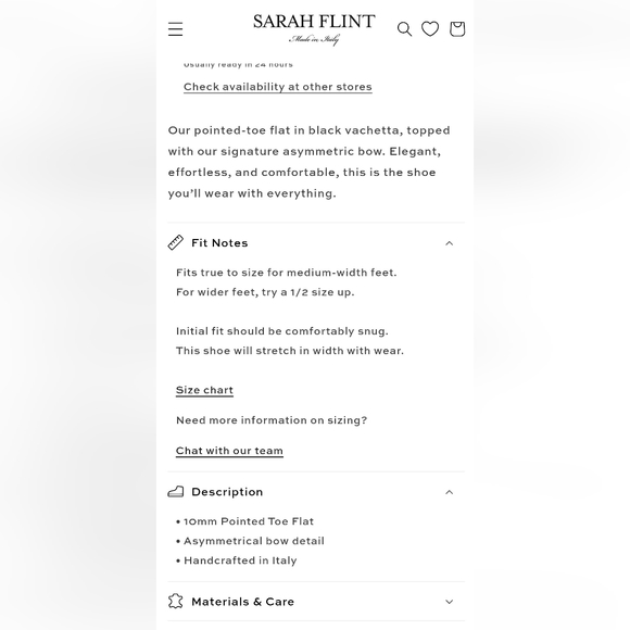 Sarah Flint Natalie Flats w Bow in Black Vachetta Size 10 (41) Made in Italy - Picture 15 of 16